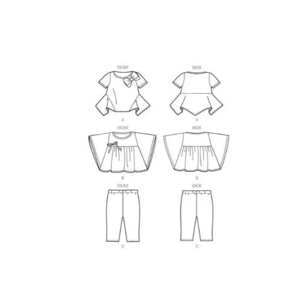 Butterick See and Sew Sewing Pattern 6005 Girls Top‎ Leggings Size 2-8